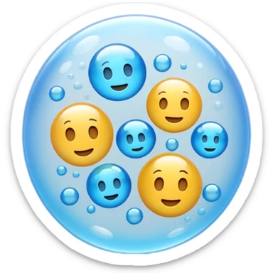 3D iPhone style emoji of free-floating bubbles, scattered randomly in the air, translucent and shiny, various sizes, not contained in any circle, isolated on white background, soft shadows, high detail, playful and cute. sticker