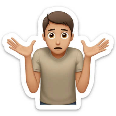 man with anxious attachment style with worried eyes and nervous expression, clingy posture leaning forward with arms reaching out, showing fear of abandonment sticker