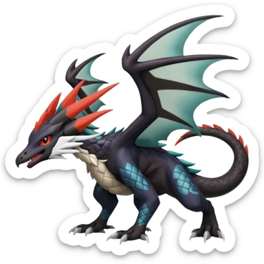 Silvally-Nargacuga-Noivern-Salandit-fusion sticker