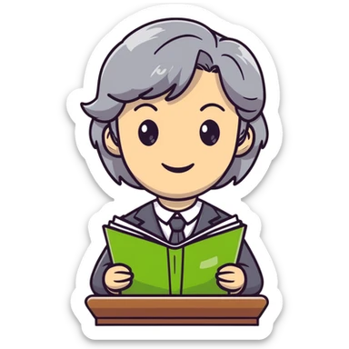 smiling English teacher with airtouch hair and grey-green eyes sticker