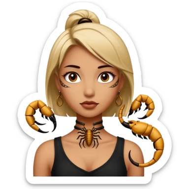 Scorpion Tattoo on the girl neck, sticker