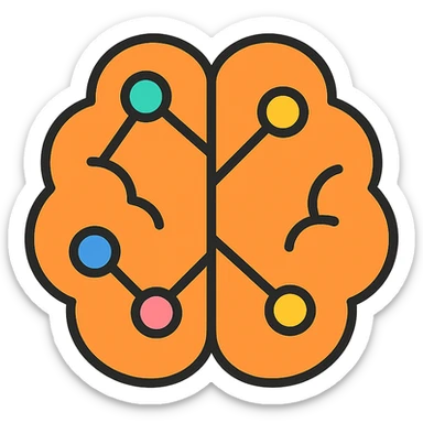 logo representing cognitive competence, abstract brain, neural connections, modern, clean, professional sticker