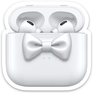 airpods max in white with bows sticker