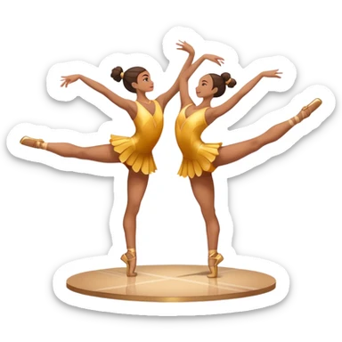 Icon for Sports Dance: a couple in competitive dance attire performing a synchronized dance with acrobatic lifts, dance shoes, rhythmic floor, and a competition backdrop. The icon should capture athleticism, technique, and precision in sports dance. Transparent background. sticker