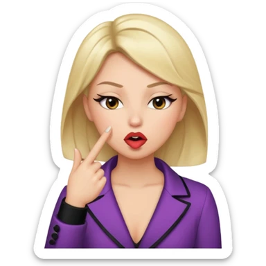 Can you create an emoji or cartoon of a person doing the ‘slay’ pose — with one finger in front of their mouth, eyes half closed, looking fierce or glamorous? sticker