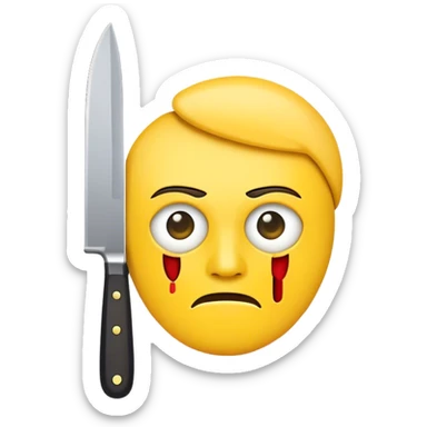 Yellow face carrying knife  sticker