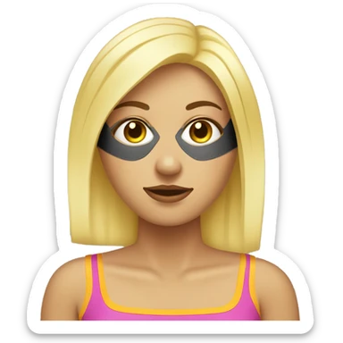 Chica rubia con toalla en la cabeza y mascarilla en la cara sticker