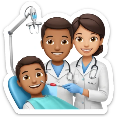 Young african-american man. Guy visiting dentist's office for prevention of the oral cavity. Man and famale doctor while checkup teeth. for Periodontics doctor emoji sticker