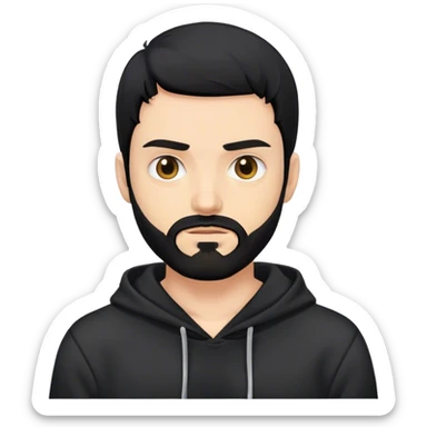 hackeur blanc cheveux noir barbe et capuche noir sticker