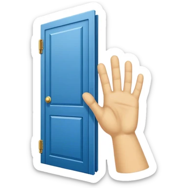 A closed door with a giant hand knocking on it. Because success isn’t about waiting—it’s about knocking until someone answers.blue power on knocking sticker