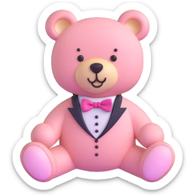 light pink teddy bear with pink bow tie sticker