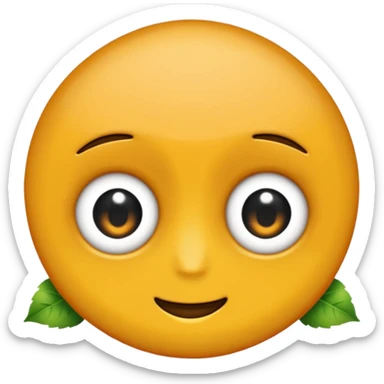 emoji, feuille d'érable couleur vermeille, deux yeux ronds noirs brillants sticker