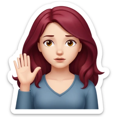 Beautiful long burgundy haired girl, shrugging shoulders sticker