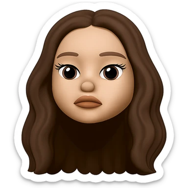 Convert this photo to a 3D emoji in Apple style, capturing the main facial features and hair, with a smooth, rounded, and expressive emoji look. Remove the background. The style should resemble Apple 3D emojis with a polished and friendly appearance. sticker
