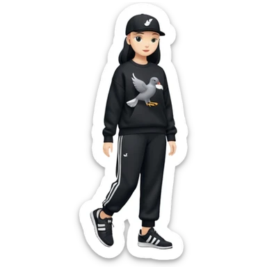 Crea Un Emoji Con Cuerpo Completo Y Una Gorra De Nike Unos Zapatos Campus Adidas Suéter Negro De LA Y Un Pantalón Con Palomas Estilo Bellaco O Ancho sticker