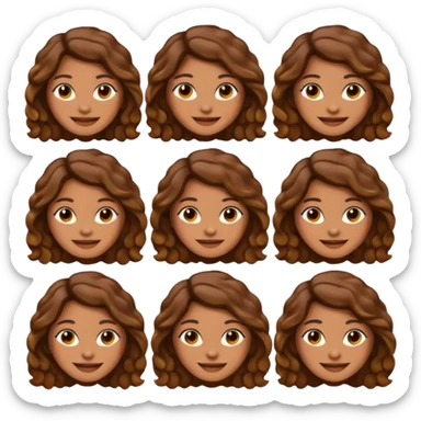 Emojis de uma mulher parda, com cabelo ondulado de várias formas sticker