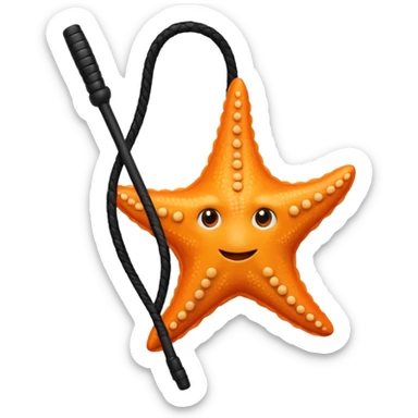 Starfish with face and a black leather whip sticker
