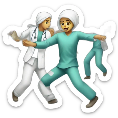 Palestinian hospital airstrike people gathered dancing sticker