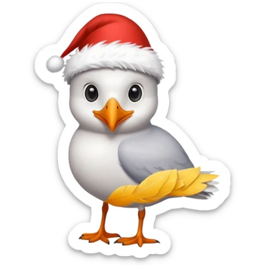Seagull with a xmas hat sticker