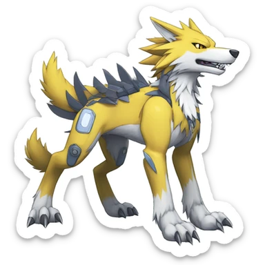  Cool Edgy Digimon-Fakemon-Garurumon-Loogamon-Dorulumon-Wolf full body sticker