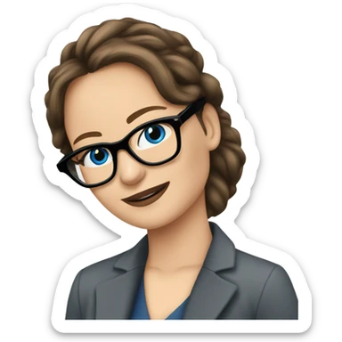 Photo of Brunette Jennifer Lawrence wearing black glasses and blue eyes talking on the phone  sticker