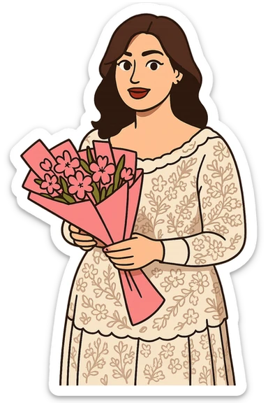 Create a cartoon sticker in Flat Toon style with a greeting pose, transparent background. sticker