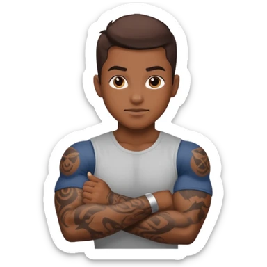 flexing arm brown tattoo sleeve sticker