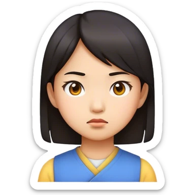 Emoji of a determined, North Korean defector, must be asian girl sticker