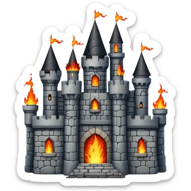 a castle from the game ''heckfire'' burning and the castle has the name NATE below it sticker