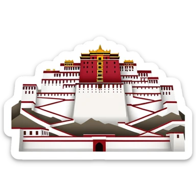 Potala Palace Lhasa Tibet simple cartoonish emoji style white and red Tibetan building sticker