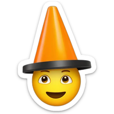 yellow man with a black rimmed traffic cone on their head sticker