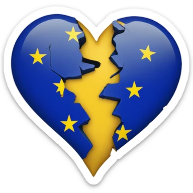 Broken heart with EU flag cracked sticker