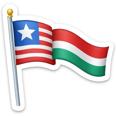 a flag with a distinctive design, featuring three horizontal stripes and a triangular section in the lower left corner. The top stripe is red, the middle stripe is green, and the lower left triangular section is blue, adorned with a white star. sticker