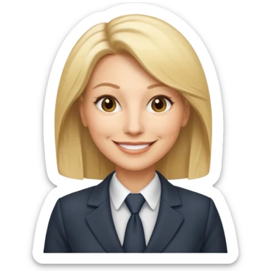 serious business woman in her forties in full suit mousey blond hair sticker