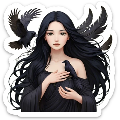 Cinematic Realistic Pocahontas Portrait, depicted with lifelike skin texture, soft natural lighting, and intricately detailed long, flowing raven-black hair that moves gracefully in the wind. Her deep, soulful dark brown eyes exude wisdom and strength, complemented by a serene yet powerful expression. She is shown gently holding a feather in one hand, her other hand resting lightly at her side, embodying the harmonious balance between nature and herself. She is dressed in her classic one-shoulder native American dress, with rich fabric textures and delicate beaded details that catch the light beautifully. The portrait features a soft, sun-kissed glow with a natural, radiant finish, capturing the essence of untamed beauty and deep connection to nature in a realistic and painterly style, evoking a sense of depth and authenticity. sticker