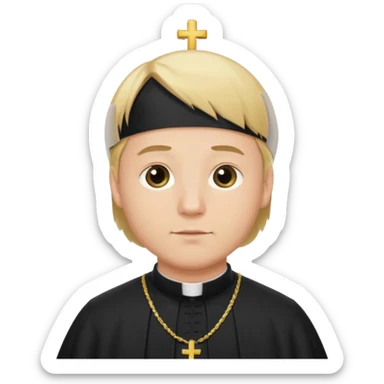 visablity pregnant man with parted blonde middle hair  and dressed like a catholic priest  sticker