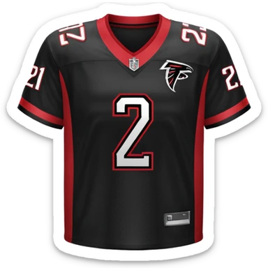 All black Atlanta falcons American football jersey featuring the number 21, red collegiate-style lettering with white outline ios emoji style sticker