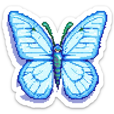 blue butterfly in pixel art style sticker