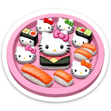 pink hello kitty sushi platter sticker
