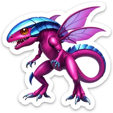 Shiny Exotic Colorful epic Gabite-Genesect-Koraidon-Fakémon-hybrid-creature (full body)  sticker