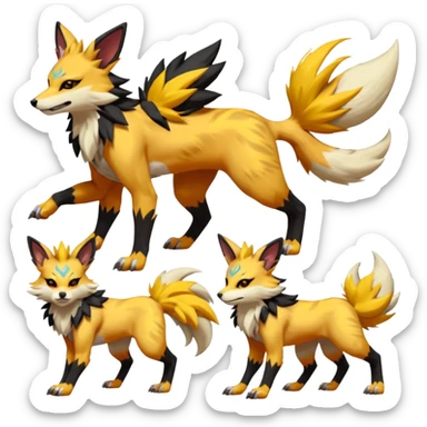 Feral Quadrupedal Digitigrade Luxray-Jolteon-Lycanroc-Furret-Renamon-Zeraora-fusion-hybrid-creature, full body  sticker