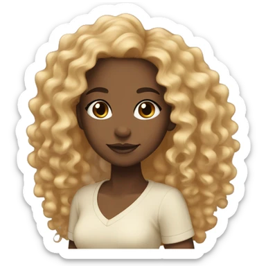 A black girl with caramel Brown and black and little bit blonde curly long hait sticker