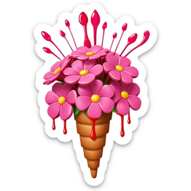 melted pink dripping sauce SPAM MEAT flower bouquet  sticker