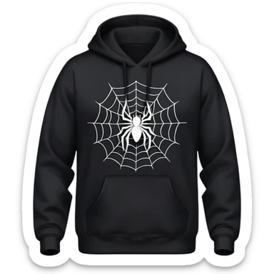 The Black Sp5der Hoodie features a sleek black base with a distinctive central design—a spider web at the center. The entire hoodie remains black, including the web, creating a bold yet subtle look. Notably, there is no spider in the middle, just the web. sticker