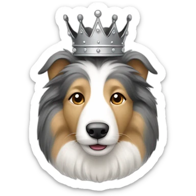 gray-white-black-shetland-sheepdog-with-crown sticker
