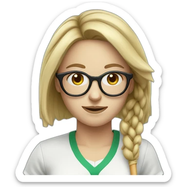 White girl with eyeglasses playing tennis sticker