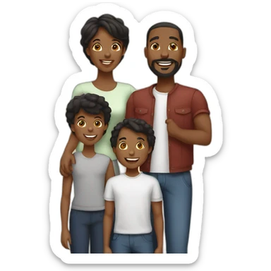 a loving black family of 5 with 2 teen sons and 1 young son sticker