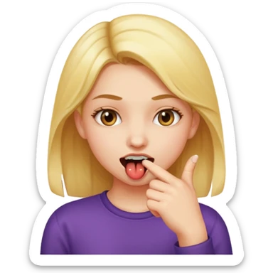 Chica mordiendose el dedo índice doblado sticker