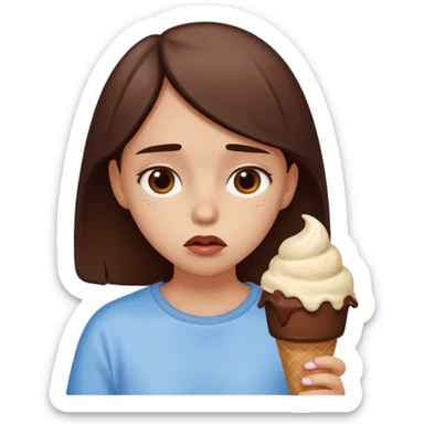 a sad girl eating ice cream after heartbreak sticker