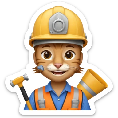 siam cat, handyman Outfit, wearing a Helmet sticker
